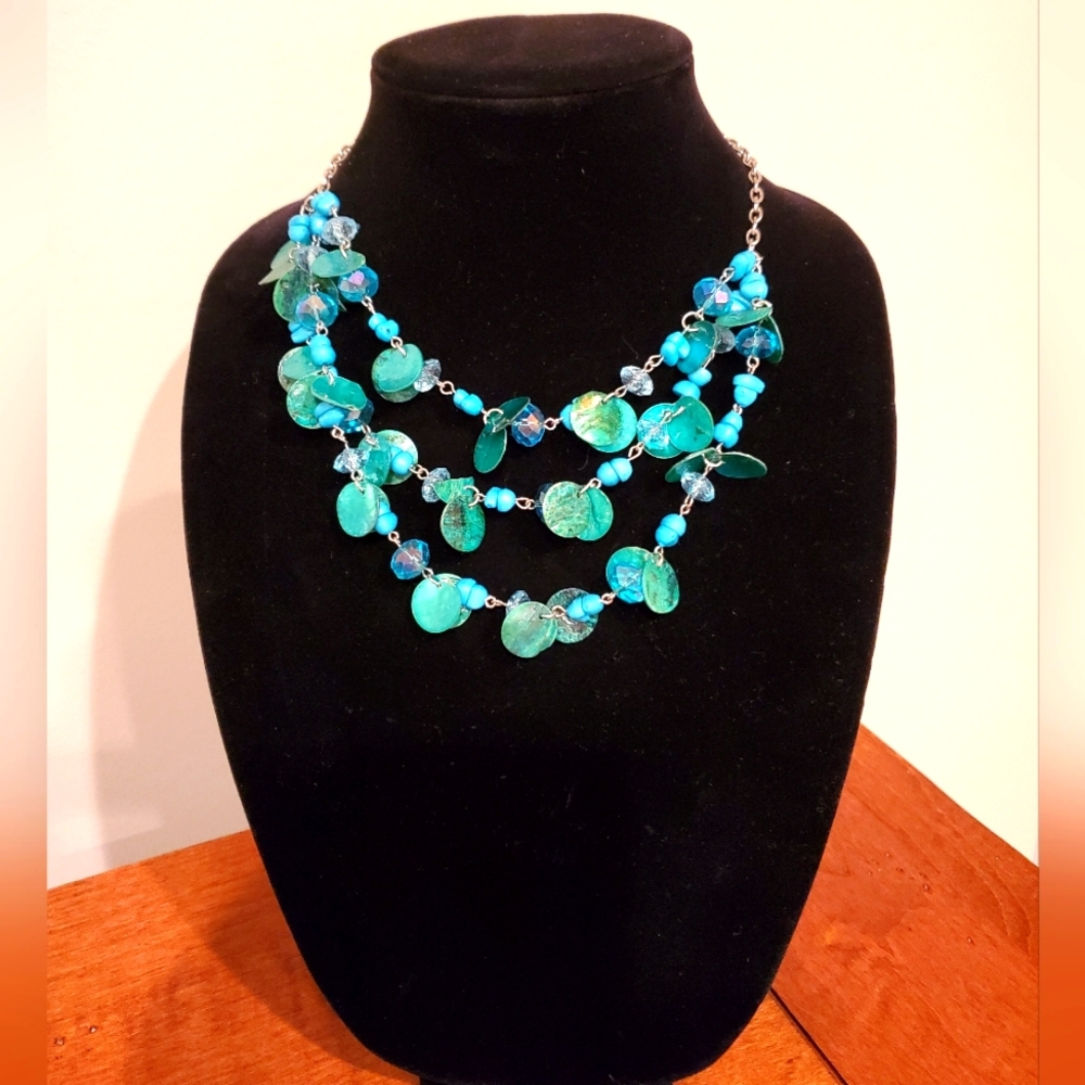 Turquoise Aqua Shell Necklace